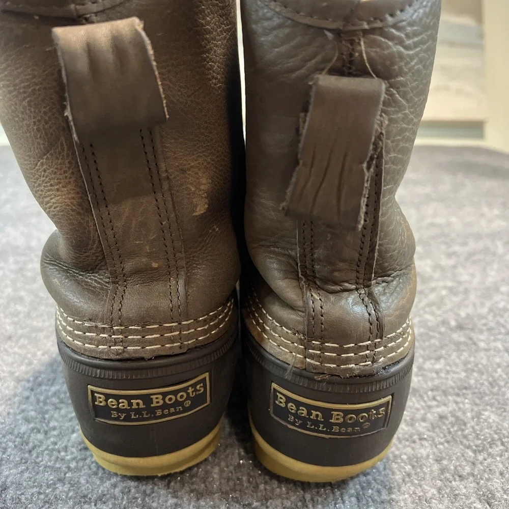L.L. Bean Men's Shearling-Lined Lounger Boots Brown Leather Size 8 M (G M Sole)